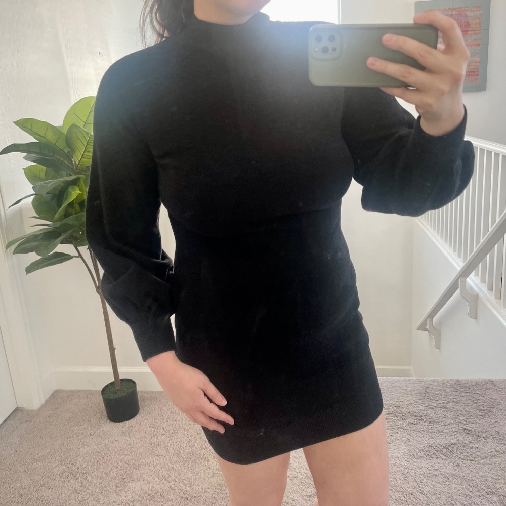 Mock Neck Long Sleeve Bodycon Pullover Boho Classy Party Hip Mini Sweater Dress